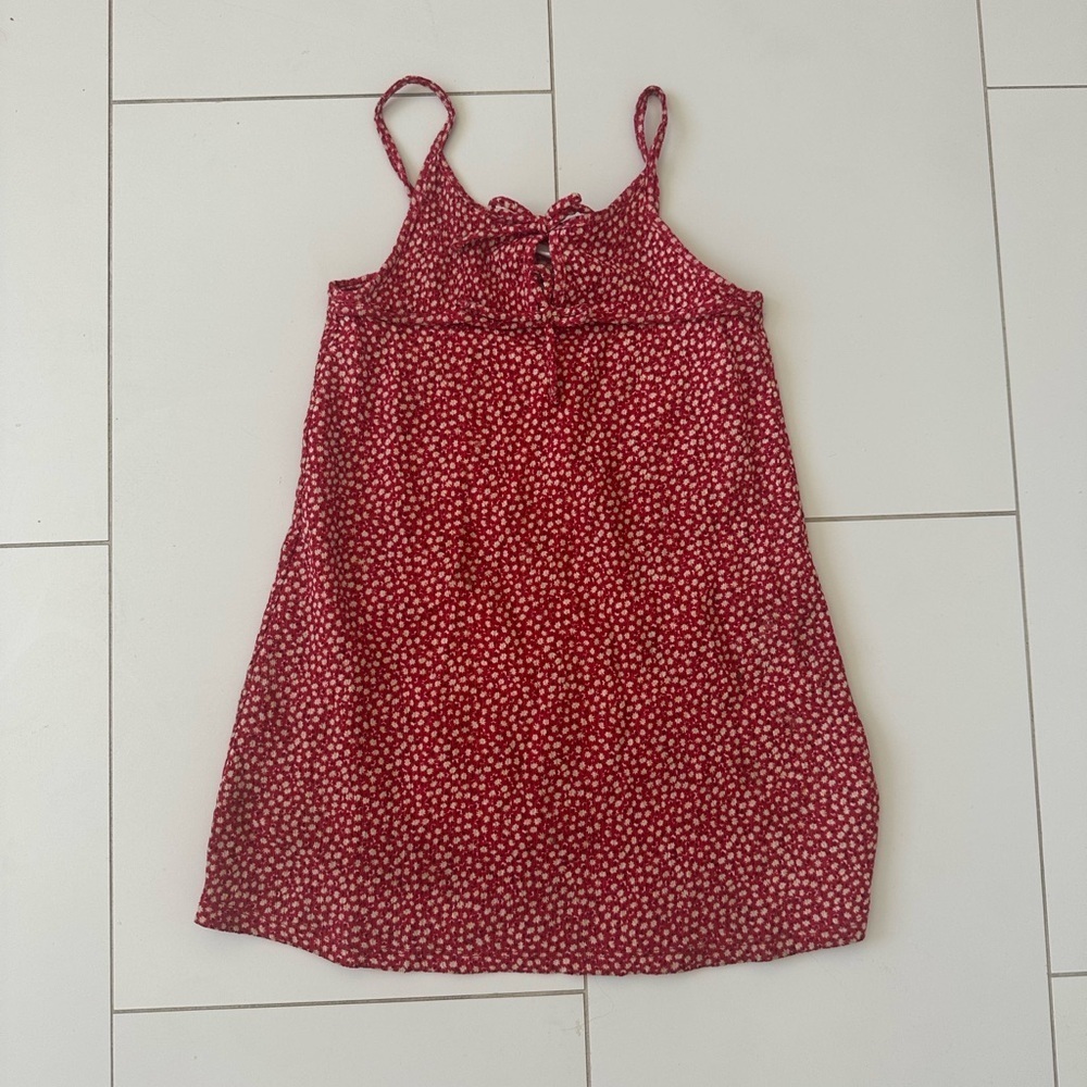 Zara girls Red Floral Kids Dress 7 bows
